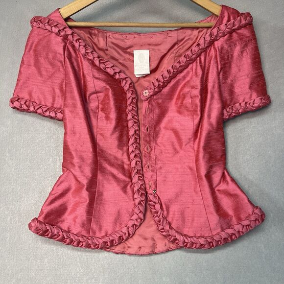 100% Raw Silk Barbie Core‎ VTG Watters & Watters 2-piece 80's pink formal dress - Picture 4 of 14